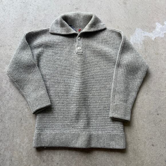 Vintage 1970's Diktor Derkogner Gray Knit Wool Shawl Pullover Sweater Sz Large - Picture 1 of 5